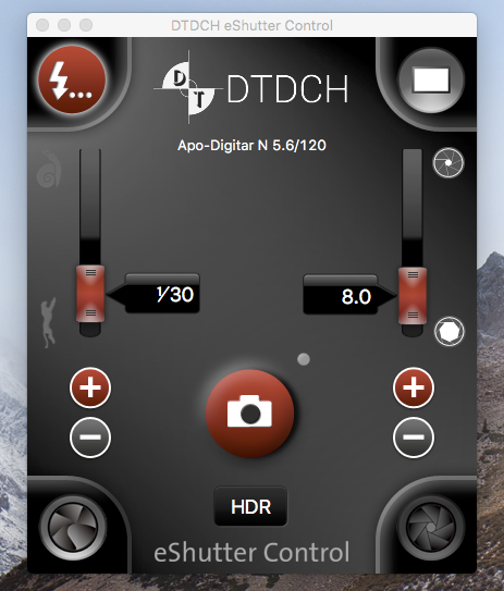 Image of Shutter control interface